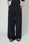 mame kurogouchi viscose hemp high waist pants MM22SS PT036 navy blue